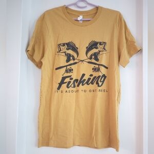Bella Canvas Mustard Yellow Fishing Tee Size Medium